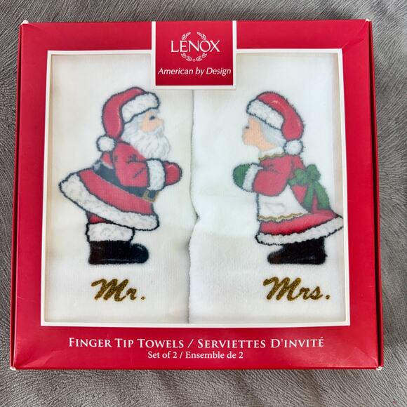 Lenox 2-pc. Mr. & Mrs. Claus Fingertip Towel Set One Size New Sealed - Picture 1 of 3